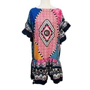 NEW‎ Original Idea Design Caftan Dress Ruffle Hem Boho Chic Size XL